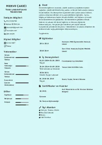 Laboratuvar Teknisyeni Cv Örnekleri cv indir